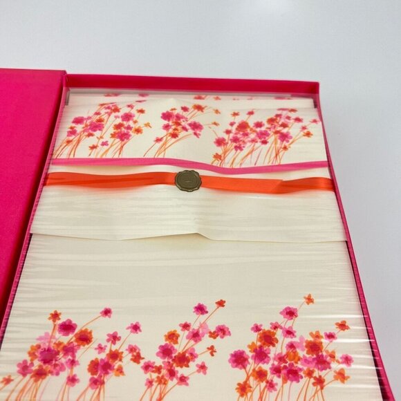 Vintage Hallmark Stationery Straw Flowers Pink White New Unused 1970s - Picture 4 of 5